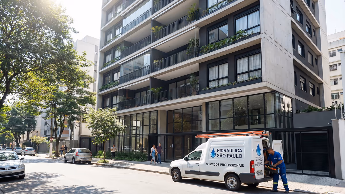 Encanador realizando desentupimento em apartamento