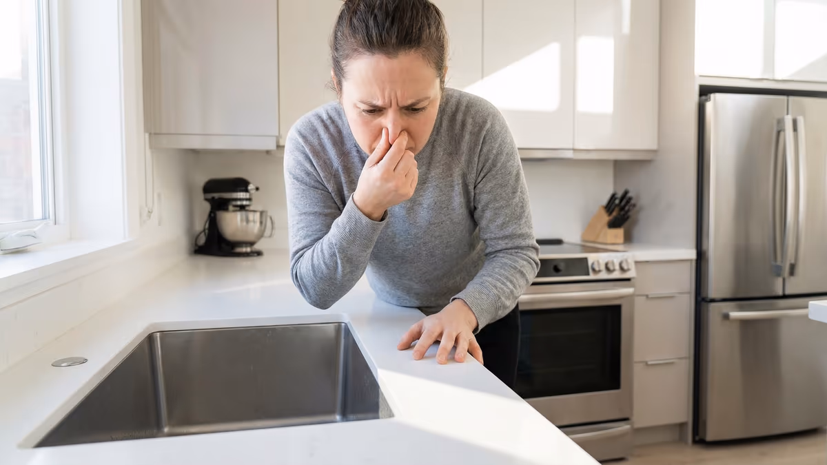 Pessoa sentindo mau cheiro de esgoto dentro de casa